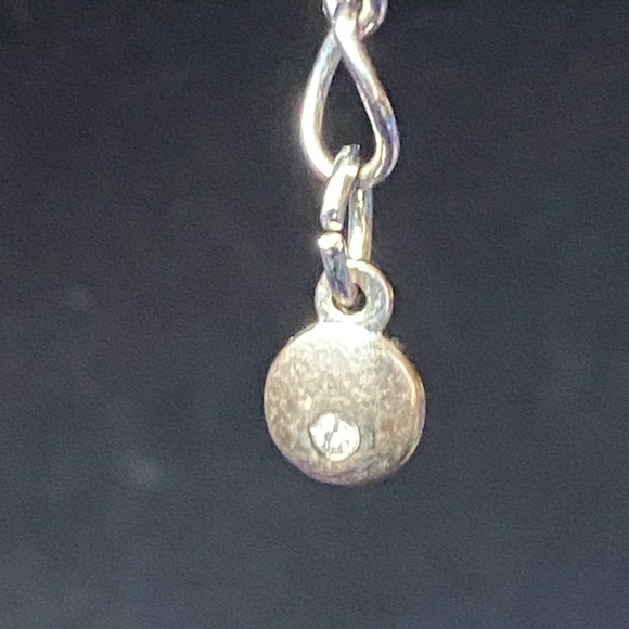 Blue Floral and Rhinestone Silvertone Necklace - Picture 4 of 4